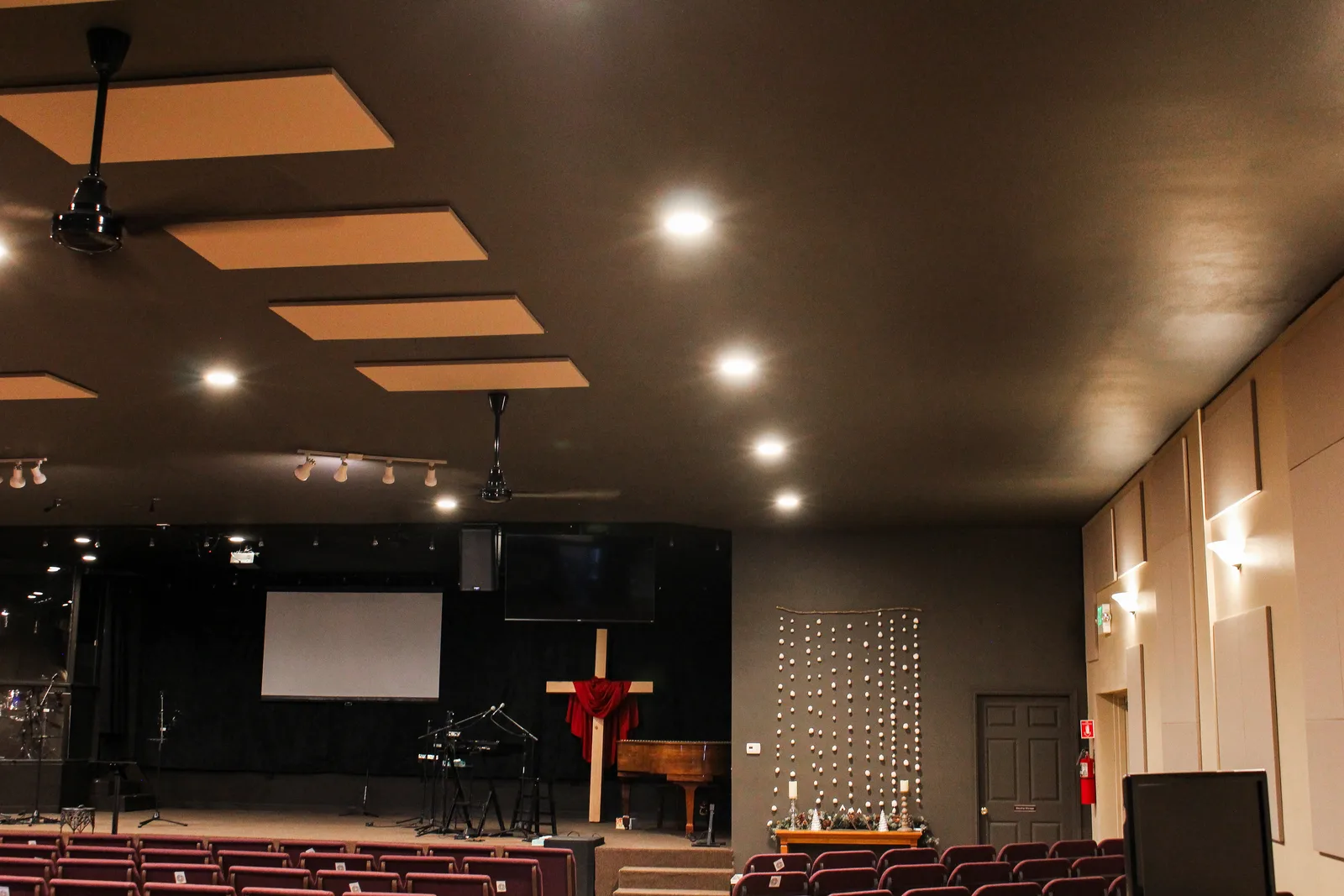 Harvest Valley sanctuary under full panel and recessed lighting