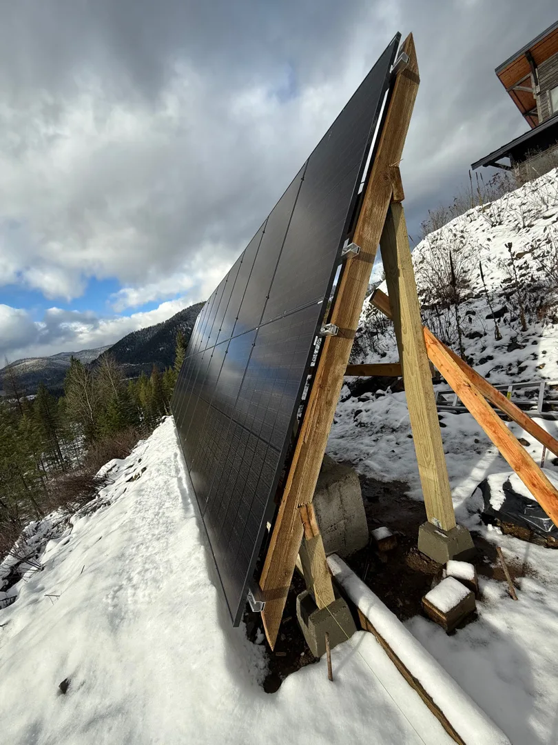 Solar panel angled toward the winter sun